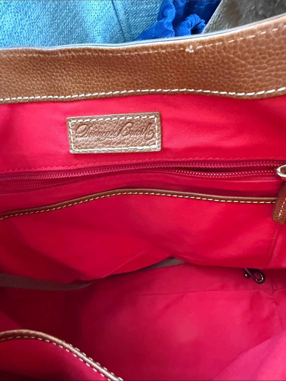 Dooney & Bourke Caramel Brown Pebbled Leather Shoulder Bucket Bag - Picture 11 of 16